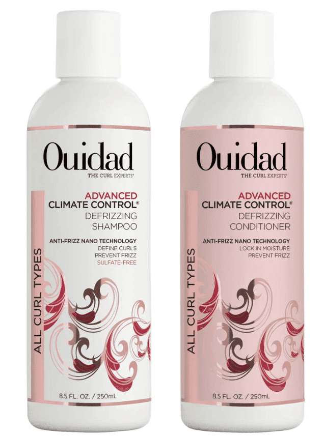 Anti-frizz shampoo and conditioner for curls, 8.5 fl oz each.